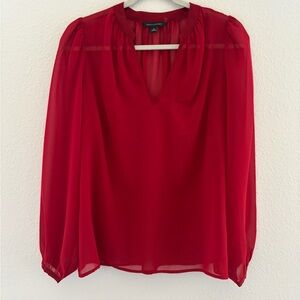 Banana Republic Red Sheer Chiffon Blouse Size Small